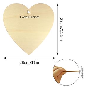 Tranches de bois en forme de cœur non finies, pré-percées, ornements en bois naturel, formes artisanales en bois - Product Image 6