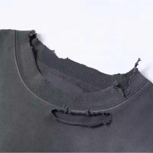 Camisetas Extra Grandes de Alta Calidad con Lavado Ácido y Efecto Desgastado para Hombre, 100% Algodón, Secado Rápido, Transpirables, Manga Corta, Estilo Urbano para Verano - Product Image 3