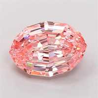 Diamante CVD suelto de corte ovalado escalonado de 1 a 5 quilates, rosa intenso de fantasía, cultivado en laboratorio, con pulido artesanal certificado por IGI para la fabricación de joyas.