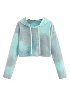 <b>Womens</b> Casual Crewneck Tye Dye Sweatshirt <b>Long</b> Sleeve Fashion Oversized Lightweight Pullover Crop Tops - Product Image 3