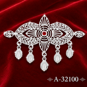 Broche de aleación chapado en oro con forma de flor y piedra de rubí para mujer, accesorios de boda A-32099 - Product Image 2