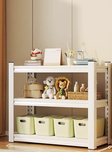 Étagère de rangement métallique blanche à trois niveaux avec panneau perforé, design moderne réglable sur pied pour articles divers de salon - Product Image 4