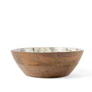 Bol en bois avec motif floral noir pour servir les repas à la maison, écologique, fabriqué à partir de bois naturel - Product Image 2