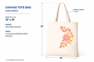 Bolsa de Mano de Lona de Algodón Premium de 300 g/m², con Estampado Floral, Asa Larga, Ecológica, Reutilizable, para Compras, con Logotipo Personalizado, Duradera - Product Image 4