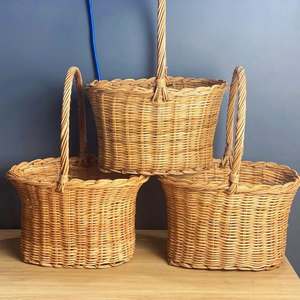 Vietnam Oval Rattan Storage <b>Basket</b> with Double Handles for Picnic Supplies Flowers Gifts and Household Organization - Product Image 6