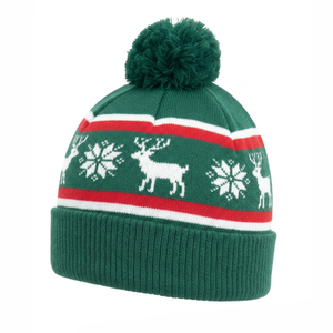Gorro de Punto con Diseño de Reno Navideño y Copos de Nieve, Gorro de Lana Grueso y Cálido para Invierno, Gorro Decorativo para Fiestas - Product Image 1