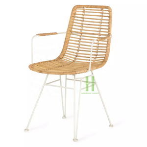 Factory Direct Price Modern Outdoor Eco-Friendly Durable Wicker Dining Chair <b>Backrest</b> School Restaurant Metal Rattan Home Office - Product Image 2