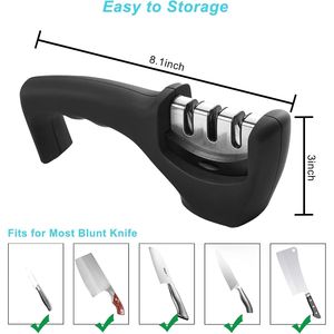 Elite Professional Manual <b>Knife</b> <b>Sharpener</b> 3 Stage Blade Sharpening System Ceramic Stone Tungsten Carbide Plate for Kitchen Use - Product Image 2