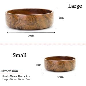 Tazón redondo de madera premium para servir y decoración del hogar - Marrón (Juego de 2) - Product Image 2