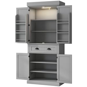 71-Inch Gray <b>Kitchen</b> <b>Pantry</b> Storage Cabinet with LED Lights 6 Door Shelves 1 Drawer 4 Adjustable Shelves - Product Image 1