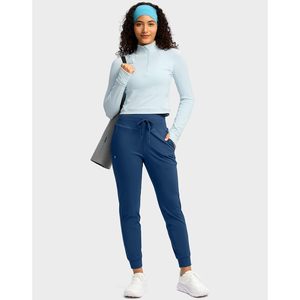 2025 Joggers azules M para mujer con bolsillos con cremallera Yogasets Ropa activa cómoda - Product Image 1