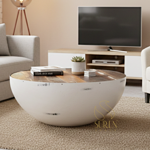 Mesa de centro industrial de madera hecha a mano de último diseñador, redondeo colorido único para muebles para el hogar, uso comercial - Product Image 1