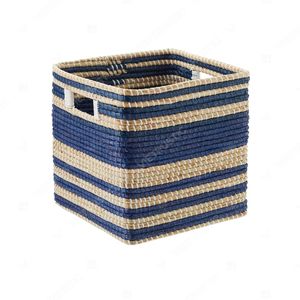 Boîte de rangement SHELF CUBE en jonc de mer et jacinthe, pour l'organisation domestique, avec poignées découpées, option pliable - Product Image 5