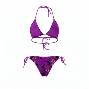 Bikini femme taille haute, col plongeant, uni, 100% polyester, tissu 240g, respirant, antibactérien, réversible, rembourrage amovible - Product Image 2