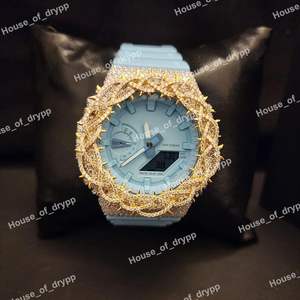 Reloj unisex de lujo estilo hip hop, de plata de ley 925, con incrustaciones de diamantes de moissanita VVS, para fiestas. - Product Image 2