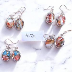 Oyster Turquoise Gemstone <b>Earrings</b> in 925 <b>Sterling</b> <b>Silver</b> <b>Earrings</b> Wholesale Price <b>Silver</b> Jewelry - Product Image 3