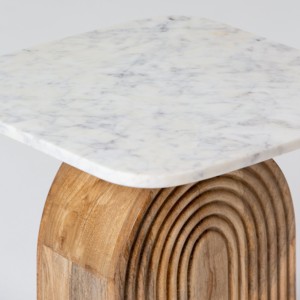 Vandana Orion Sereno <b>Marble</b>-<b>Top</b> <b>Side</b> <b>Table</b> Modern Luxury Accent Furniture Design - Product Image 2