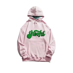 Sweat à capuche oversize tendance en molleton de coton épais, streetwear, avec patchs en chenille à base d'eau, décontracté - Product Image 2