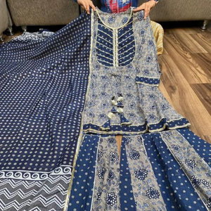 Robe Anarkali Kurta / Kurti Garara pour femme, tenue traditionnelle pakistanaise en coton, toutes saisons, pour mariage et fête, anti-humidité, protection solaire - Product Image 1