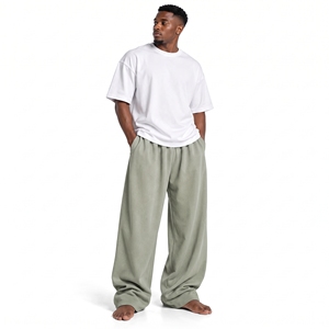 Fabricant de pantalons en coton à jambes larges pour hommes, pantalons amples, vente en gros, OEM, marque privée - Product Image 2