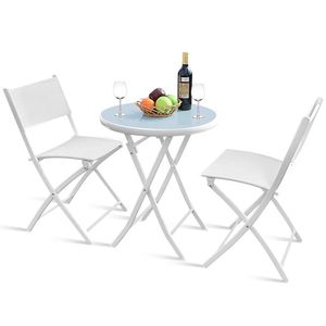 Set di 3 Pezzi Tavolo Bistrot Pieghevole per Balcone o Spazi Esterni per Uso in Giardino - Product Image 2