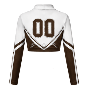 Jersey Deportivo Sublimado Marrón y Blanco de Manga Larga para Animadoras, Ropa Deportiva para Equipos, Entrenamiento, Práctica, Competencia, Uniforme de Juego - Product Image 2