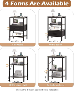 Mesa <span class=keywords><strong>de</strong></span> <span class=keywords><strong>Noche</strong></span> Industrial Moderna con Cajón <span class=keywords><strong>y</strong></span> 2 Estantes, Mesita <span class=keywords><strong>de</strong></span> <span class=keywords><strong>Noche</strong></span> Compacta para Dormitorio, Sala <span class=keywords><strong>de</strong></span> Estar <span class=keywords><strong>y</strong></span> Espacios Pequeños - Product Image 6