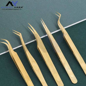 Juego de 5 Herramientas para Pestañas, Pinzas para Pestañas Postizas, Kit para Extensión de Pestañas, Juego de 5 Aplicadores de Acero Inoxidable Dorado - Product Image 2