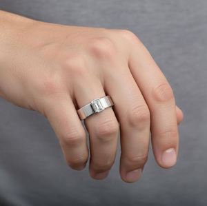 <b>Emerald</b> Cut Moissanite Luxury <b>Ring</b> 925 Sterling <b>Silver</b> White Gold Plated Elegant Solitaire Engagement Wedding Anniversary <b>Ring</b> - Product Image 4