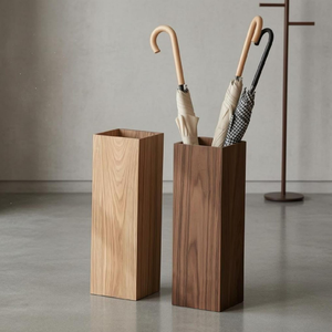 Porte-parapluies en bois d'acacia pour hall d'entrée, support de rangement décoratif pour la maison - Product Image 1