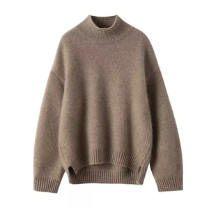 Suéter de Cuello Alto Grueso para Mujer, Manga Larga, Color Sólido, Tejido Informal para Invierno - Product Image 6