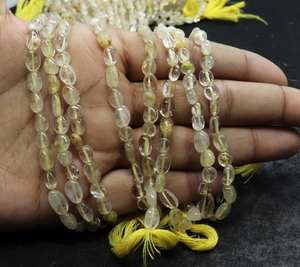 Cuentas de Rutilo Dorado Natural en Forma de Pepita Lisa de 5x8 MM, Cuentas de Rutilo Dorado en Forma de Pepita de Cuarzo, 13 Pulgadas, para Fabricación de Joyería al por Mayor - Product Image 1