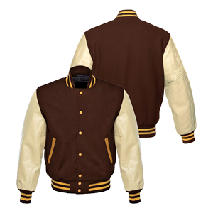 Chaqueta Varsity Formal Casual para Hombre, al por Mayor, de Alta Calidad, Tallas Grandes, con Logotipo Personalizado, Chaqueta Gruesa con Mangas de Cuero - Product Image 1
