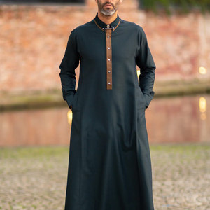 <b>Men</b> Juba Long Sleeve Full Length Robe Traditional Muslim Islamic Clothing Comfortable Loose Fit Breathable Material - Product Image 4