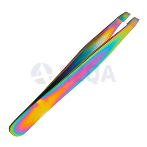 Pince à épiler professionnelle automatique en acier inoxydable avec pointe inclinée, manche en plastique noir réutilisable, outil de beauté durable - Product Image 5