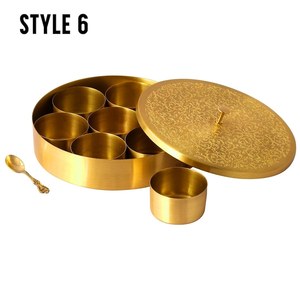 Brass Spice Box – Handcrafted <b>Kitchen</b> Utility & Festive Gift - Product Image 2