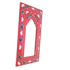 Hand Painted Bohemian Style Rectangular Wood Wall <b>Hanging</b> <b>Mirror</b> Floral Pattern for Living Room Home Decor Housewarming Gift - Product Image 2