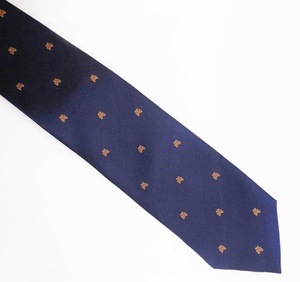 Corbata Masónica Clásica de Seda Azul de Alta Calidad con Patrón de Letra H Dorada, Tejido Satinado, para Uso Formal en Negocios - Product Image 1