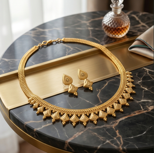 DIVYORO Juego de collar corto y pendientes de aleación de cobre chapado en oro de longitud ajustable para mujer, joyería de boda de estilo clásico - Product Image 4