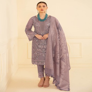 Ramsha Vol M-7 Long Maxi Frock Embroidered Organza Three Piece Punjabi Suits for Women <b>Eid</b> <b>Dresses</b> Heavy Party Wear - Product Image 5