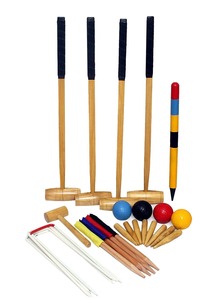 Ensemble de croquet en bois avec 6 maillets, 4 balles et piquets, équipement de jeu d'extérieur durable pour toutes les saisons - Product Image 4