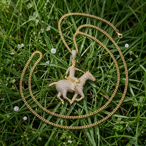 Collier de luxe personnalisé pour homme en or massif 10K avec diamant Moissanite, motif joueur de polo et cheval, pendentif de mode sur mesure, cadeau - Product Image 5