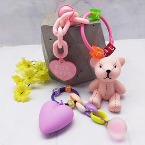 Heart-Shaped Keychain and Wallet Pendant PVC Multi-Matt Colors Schoolbag Bags for Girls UV Printed Plastic Accessories <b>Toys</b> - Product Image 3