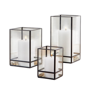 Lanterne portable en aluminium avec verre transparent, décoration d'intérieur, porte-bougie en métal, design pour l'intérieur et l'extérieur, porte-bougie - Product Image 3