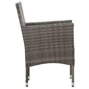 Set of 2 <b>Grey</b> Poly Rattan and Steel <b>Frame</b> Chair Medium Patio Furniture - Product Image 4