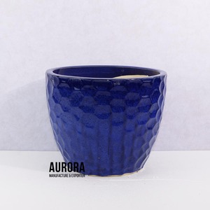 Maceta de Cerámica Esmaltada Verde con Patrón Hexagonal, Diseño Rústico Wabi-Sabi para Plantas de Interior - Product Image 4