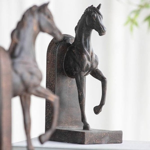 Modern Design Cast Aluminum Brown Striding Horse Bookend Set Decorative Animal Book Holder Equestrian Sculpture Design Antique - Product Image 6