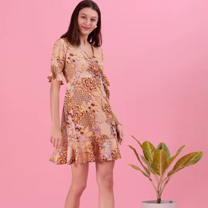 Vestido Midi Bohemio de Manga Larga en Tela de Algodón Suave, el Más Popular, al Mejor Precio al por Mayor, Ecológico, con Estampado Floral y Corte Evase - Product Image 1