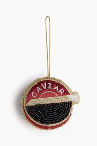 Porte-clés de luxe perlé thème caviar, breloque de sac faite à la main, cadeau unique - Product Image 1
