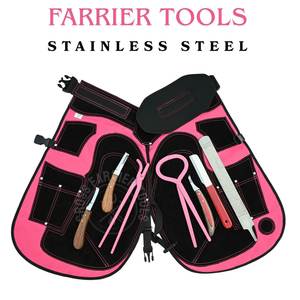 Kit d'outils de fermeur avec tablier, testeur de sabots, pince à sabots, râpe à sabots, couteau à sabots, boucle à abcess, lame étroite et couteau double face - Product Image 6